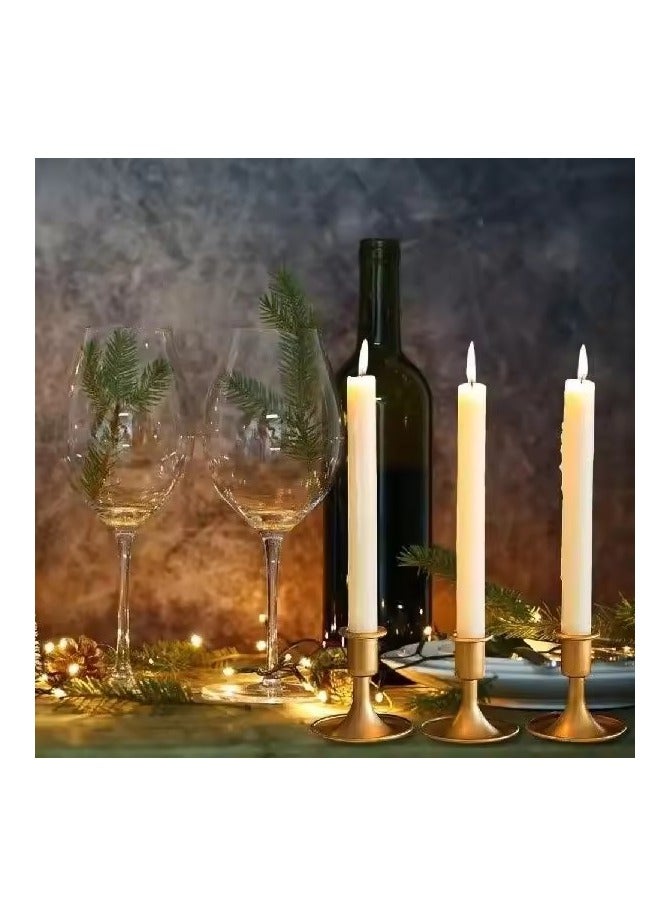 NANAO Gold Taper Candle Holder Set of 6, Short Skinny Brass Candlestick Holders, Vintage Small Low Metal Candles Sticks for Wedding Centerpieces Birthday Party Holiday Dinning Table Decor - Image 3