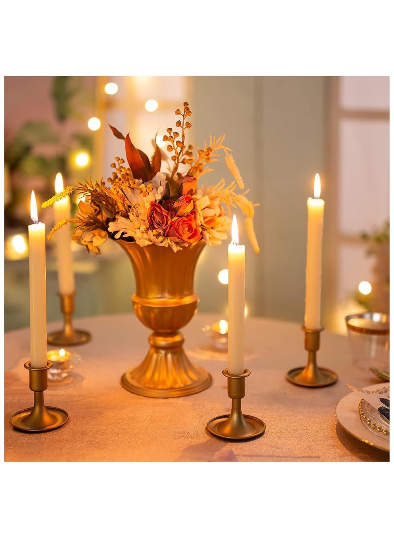 NANAO Gold Taper Candle Holder Set of 6, Short Skinny Brass Candlestick Holders, Vintage Small Low Metal Candles Sticks for Wedding Centerpieces Birthday Party Holiday Dinning Table Decor - Image 4