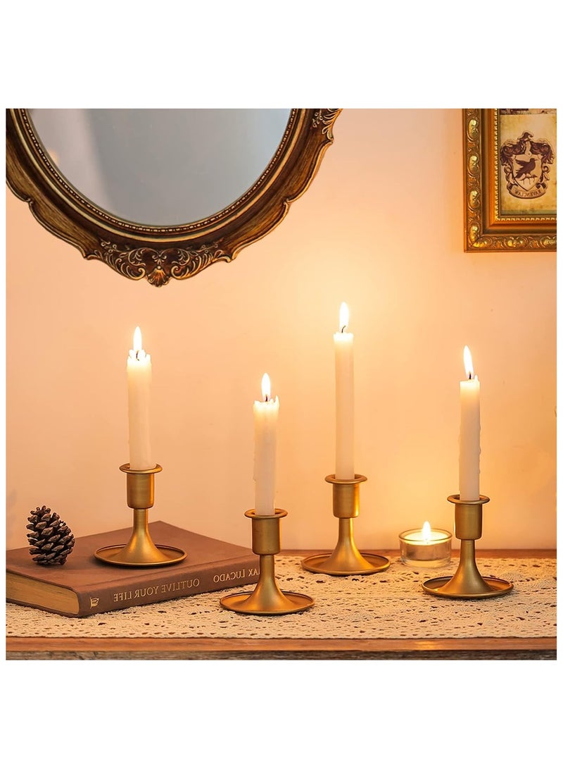 NANAO Gold Taper Candle Holder Set of 6, Short Skinny Brass Candlestick Holders, Vintage Small Low Metal Candles Sticks for Wedding Centerpieces Birthday Party Holiday Dinning Table Decor - Image 5