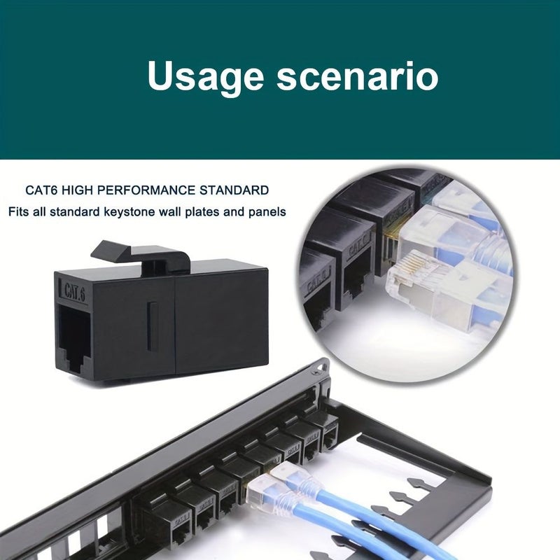 25 قطعة من وحدة RJ45 سوداء مقاومة للهب قابلة للتوصيل المباشر من أنثى إلى أنثى لشبكة Cat6 - Image 5