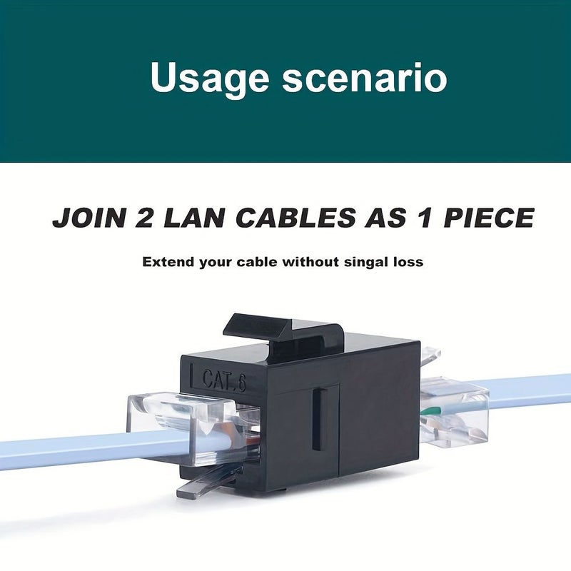 25 قطعة من وحدة RJ45 سوداء مقاومة للهب قابلة للتوصيل المباشر من أنثى إلى أنثى لشبكة Cat6 - Image 4