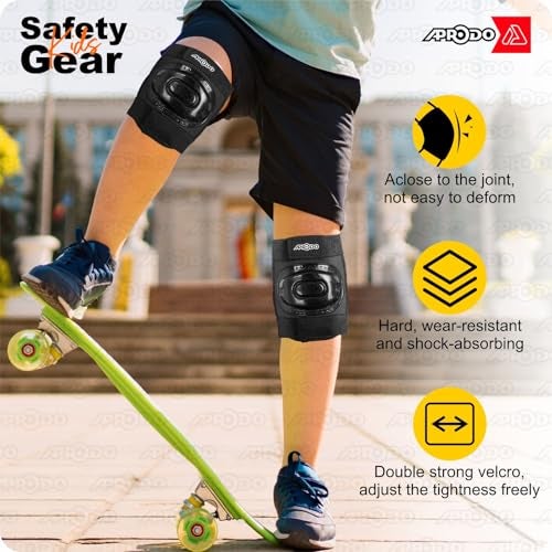 APRODO Kids Protective Gear Set for Roller Skating, Skateboarding & Cycling |for Kids 5 to 12 Years (Black) | Knee and Elbow Pads Wrist Guards Set for Skating, Skateboard & Cycling - Image 4
