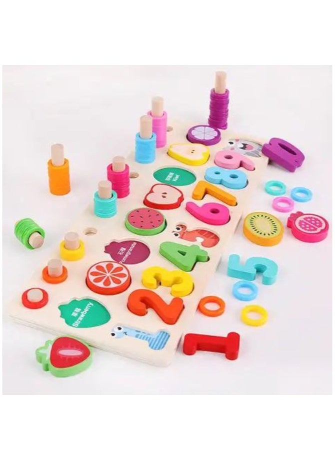 Generic Enhance Early Learning with our Wooden Fruit Cutting Blocks Puzzle Board Set - Perfect Design for Numbers Matching, Digital Shape & Color Match Challenges  - Image 5