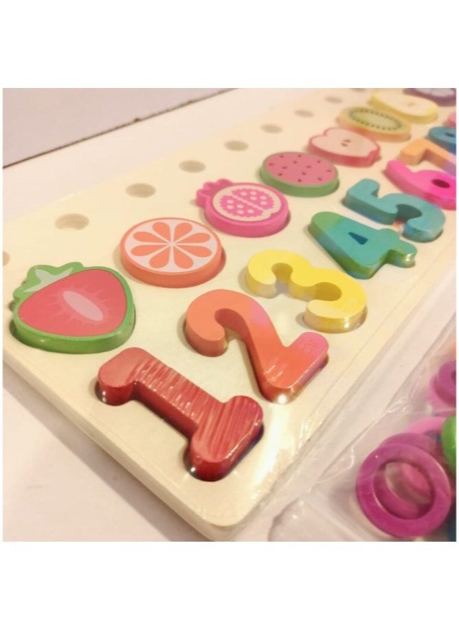 Generic - Enhance Early Learning with our Wooden Fruit Cutting Blocks Puzzle Board Set - Perfect Design for Numbers Matching, Digital Shape & Color Match Challenges - Image 1