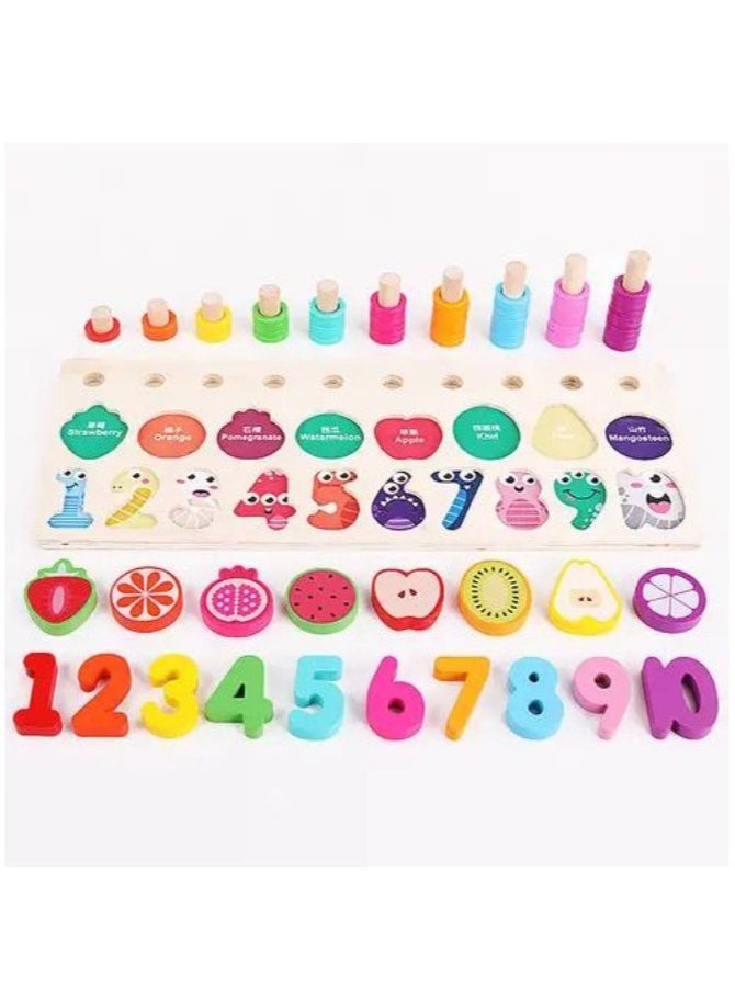 Generic Enhance Early Learning with our Wooden Fruit Cutting Blocks Puzzle Board Set - Perfect Design for Numbers Matching, Digital Shape & Color Match Challenges  - Image 1