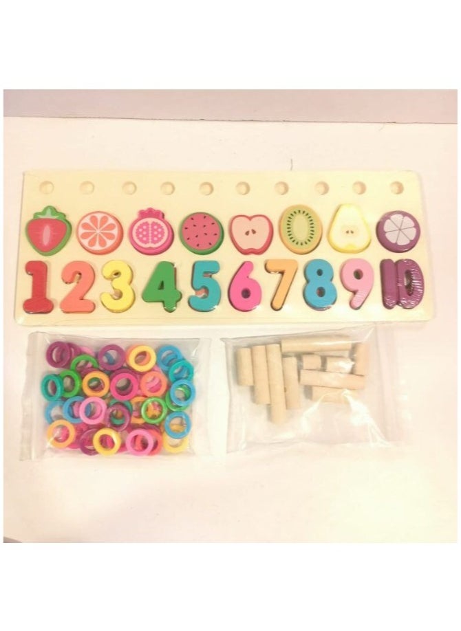 Generic Enhance Early Learning with our Wooden Fruit Cutting Blocks Puzzle Board Set - Perfect Design for Numbers Matching, Digital Shape & Color Match Challenges  - Image 2