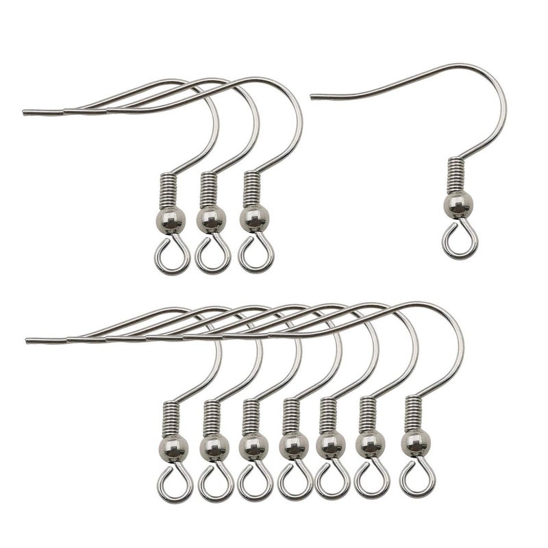 WOCRAFT 200pcs Stainless Steel Ball and Coil Earring Hooks Findings Ear Wires Fish Hook Earrings Hoops Ear Wire for DIY Jewelry Making 10169