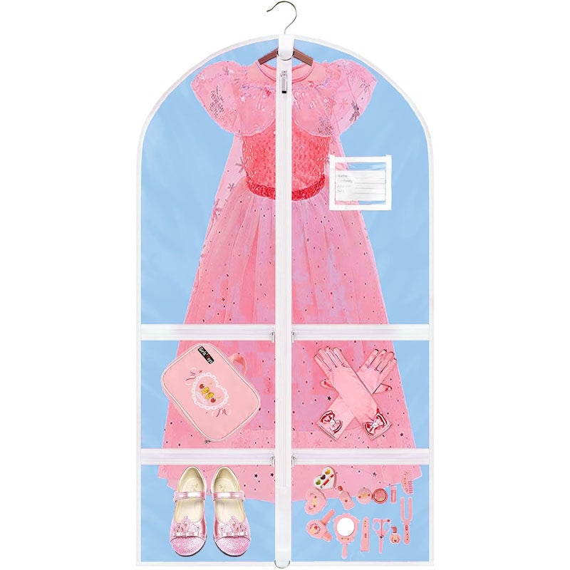 Children's Clothing Dust Cover – PVC and Polyester Garment Bag with Multiple Pockets - Image 1