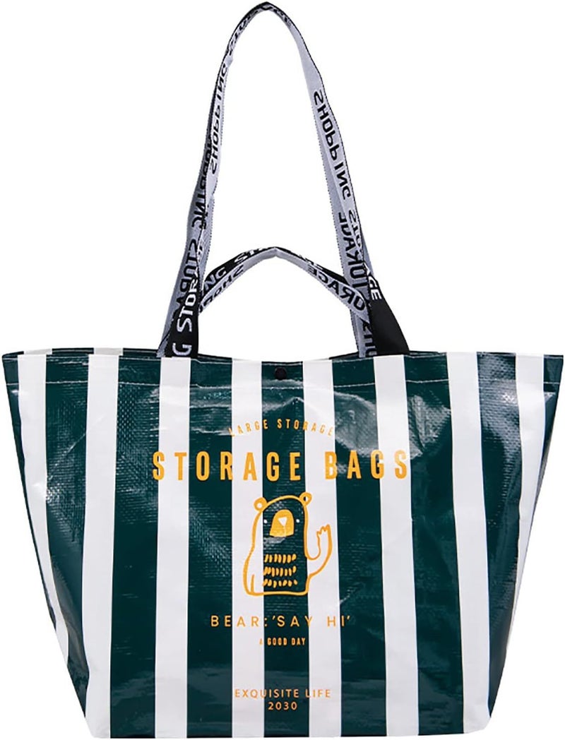 Kitchen Reusable Grocery Bags Stripe Foldable Shopping Tote Bags For Groceries Food - Image 1