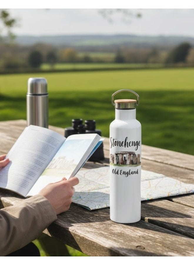 Bickerbond Stonehenge Heritage Insulated Stainless Steel Water Bottle With Bamboo Lid - Image 2