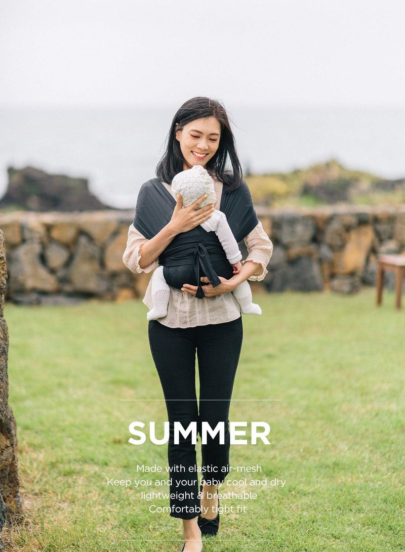 سيوسي حمالة أطفال صيفية شبكية قابلة للتهوية وسهلة الارتداء وحاملة أطفال بدون استخدام اليدين وممتص للرطوبة ومثالية لحديثي الولادة والأطفال أقل من 44 رطلاً (أسود) - Image 2