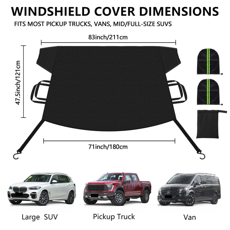 KXQ Car Windshield Cover for Ice and Snow, Enhanced-600D Oxford Fabric Windshield Snow Covers, Windshield Cover for Snow Fits Most Large SUVs, Pickup Truck (71 x 47.5 Inch) - Image 3