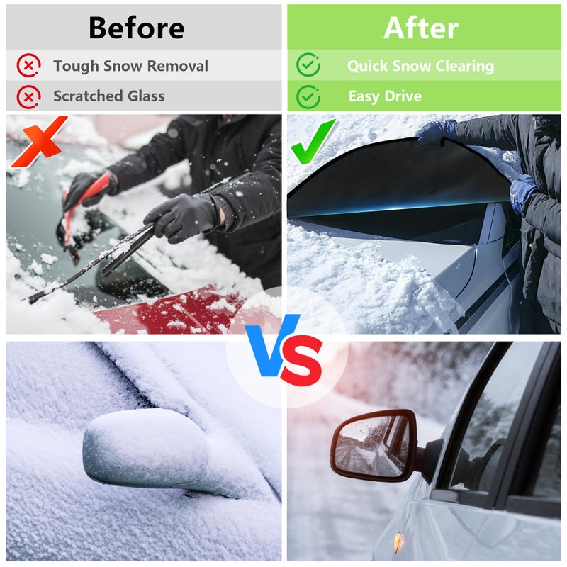 KXQ Car Windshield Cover for Ice and Snow, Enhanced-600D Oxford Fabric Windshield Snow Covers, Windshield Cover for Snow Fits Most Large SUVs, Pickup Truck (71 x 47.5 Inch) - Image 2