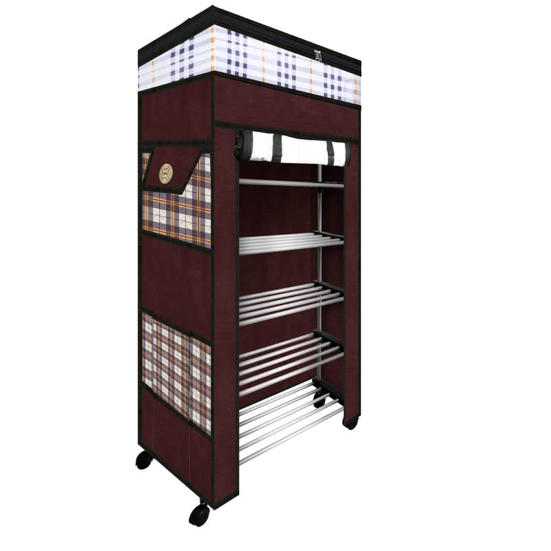TRENDY Metal Multipurpose Foldable Shoe Rack for Home with Cover | 360 ° Rotating Wheels, Dustproof Zip Cover with Side and Zipper Top Pockets - Image 1