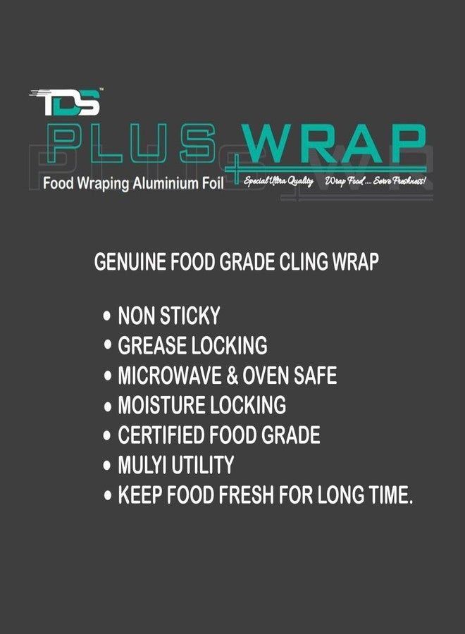 TDS PLUS WRAP Cling Film Wrap Food Biodegradable BPA Free Multipurpose Food Wrapping Paper Non-Stick 500 Meters Pack of (500M, 1) - Image 3