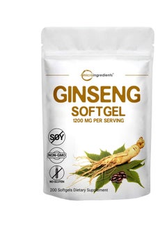 Red Panax Ginseng 1200mg Per Serving, 200 Softgels