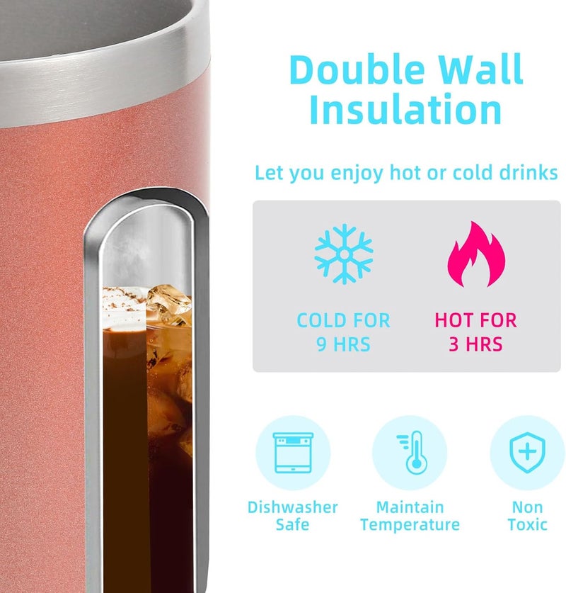 Volhoply Insulated Coffee Mug 14 oz Stainless Steel Insulated Coffee Mug with Lid - Double Wall Vacuum Travel Coffee Mug with Handle, Reusable Mug Keep Warm - Image 3