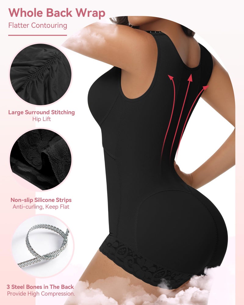 SHAPSHE Fajas Colombianas Moldeadoras Waist Trainer Postpartum Post Liposuction Compression Garment Shapewear with Adjustable Chest with Steel Bones Black L - Image 3