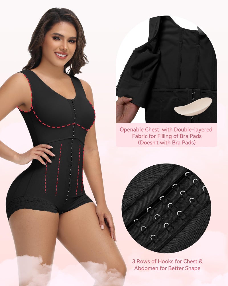 SHAPSHE Fajas Colombianas Moldeadoras Waist Trainer Postpartum Post Liposuction Compression Garment Shapewear with Adjustable Chest with Steel Bones Black L - Image 4