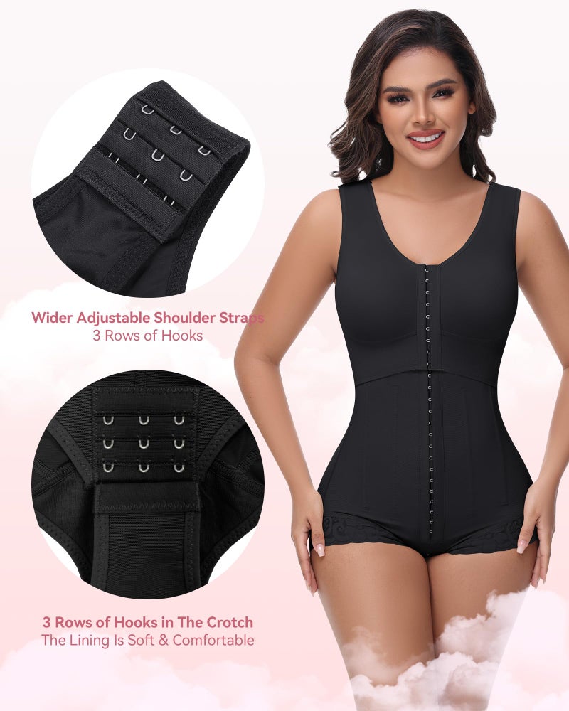 SHAPSHE Fajas Colombianas Moldeadoras Waist Trainer Postpartum Post Liposuction Compression Garment Shapewear with Adjustable Chest with Steel Bones Black L - Image 5