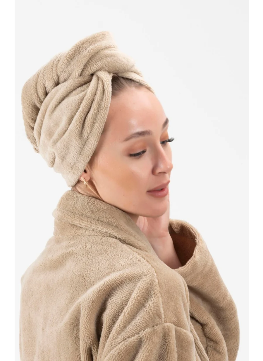 Ender Home Buttoned Hair Drying Cap Triga Velvet Head Towel Hair Cap