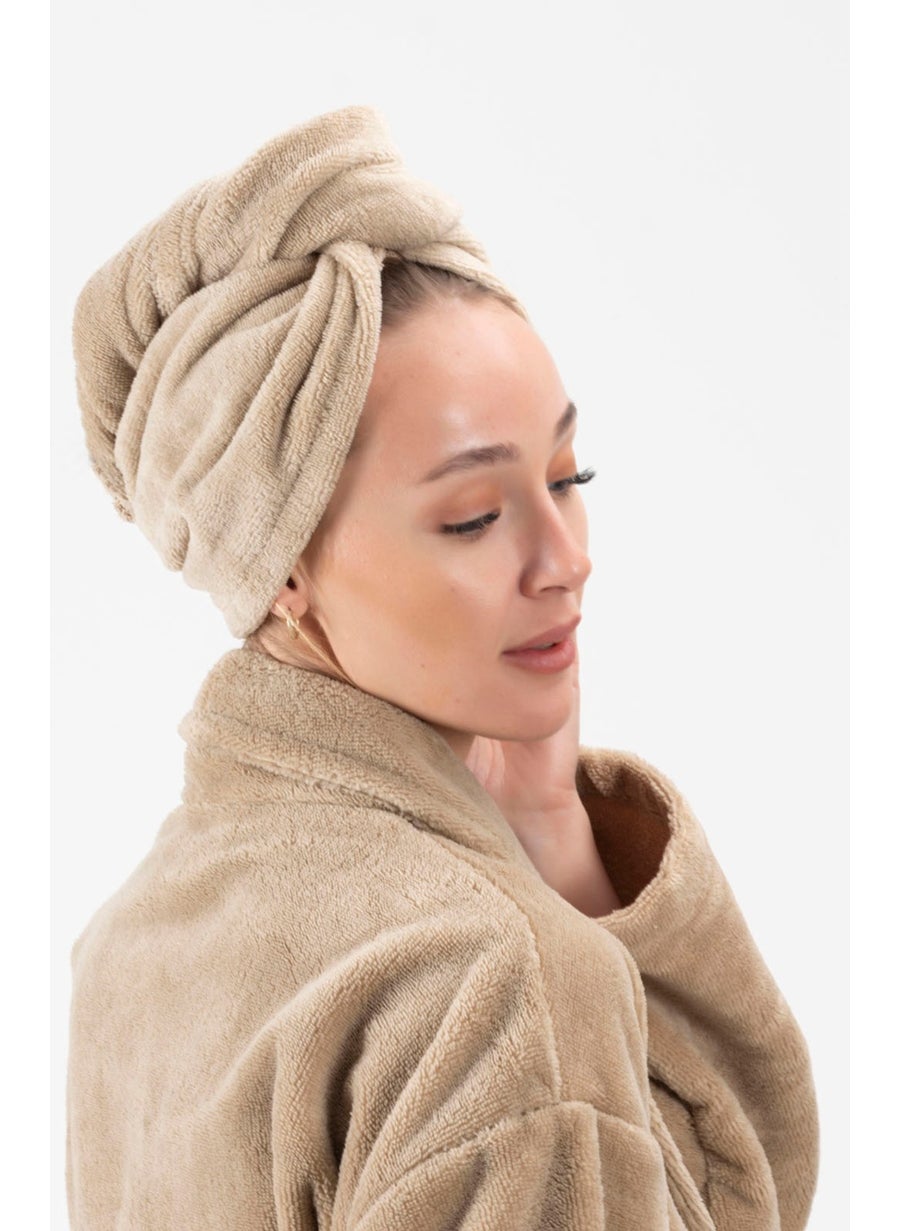 Ender Home - Buttoned Hair Drying Cap Triga Velvet Head Towel Hair Cap - Image 1