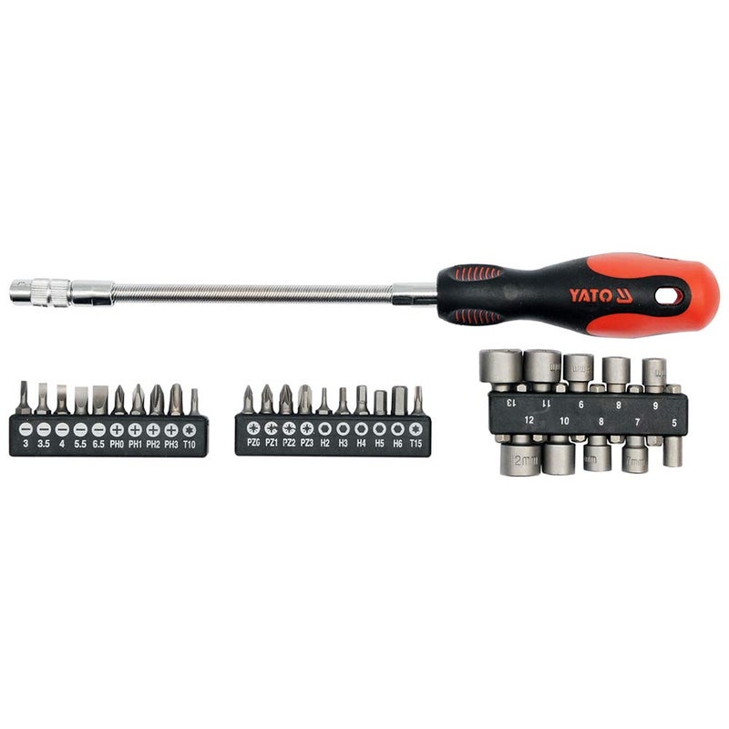 Yato YT-2780 Flexible Screwdriver Set - 1 Screwdriver, 31 Pieces Bit - Image 1