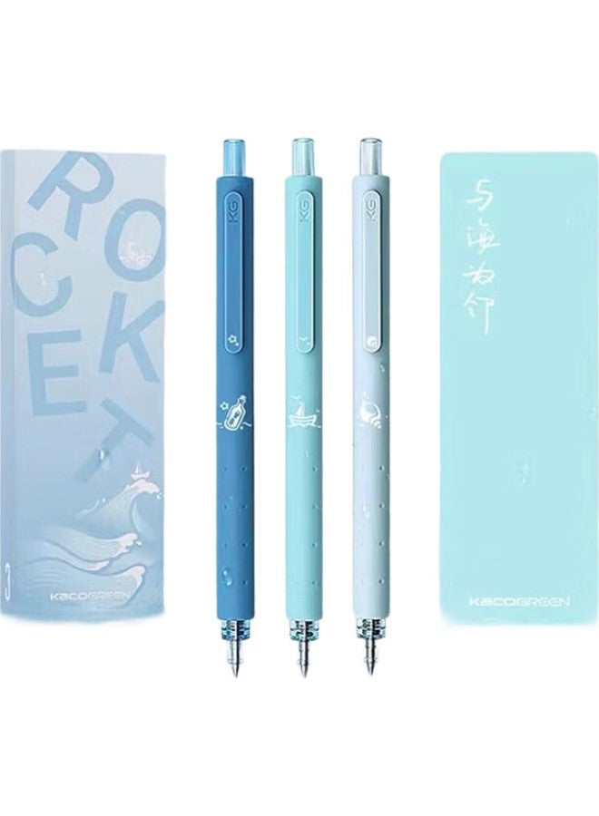 Kaco Wensai 0.5 Black Gel Pen, Stylish Retractable Pen, Signature Pen, Ink Pen, "With The Sea As Neighbor", 3-Pack - Image 3