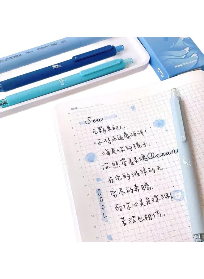 Kaco Wensai 0.5 Black Gel Pen, Stylish Retractable Pen, Signature Pen, Ink Pen, "With The Sea As Neighbor", 3-Pack - Image 1