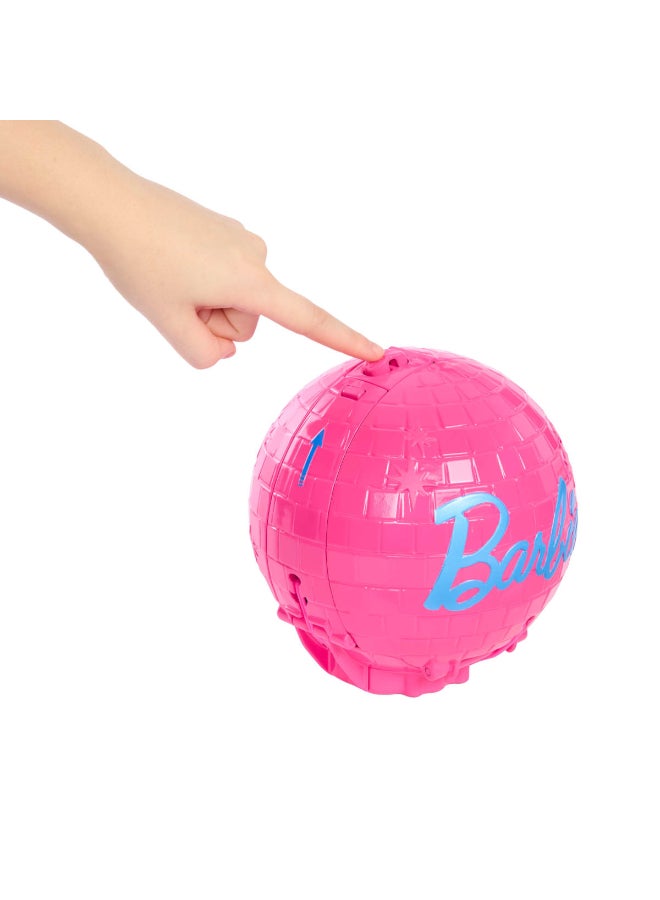 Barbie Team Barbie Roll and Reveal Pop Star Doll and Accessories with Blonde Fashion Doll & 8 Surprises and a Disco Ball Encasement - Image 3