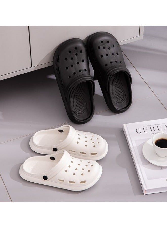 GGEROU صنادل كلاسيكية للرجال والنساء بنعل سميك مضاد للانزلاق أحذية ثقوب أحذية شاطئية من EVA كلوغز بيضاء - Image 4