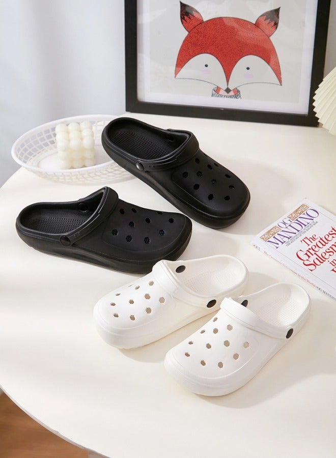 GGEROU صنادل كلاسيكية للرجال والنساء بنعل سميك مضاد للانزلاق أحذية ثقوب أحذية شاطئية من EVA كلوغز بيضاء - Image 3