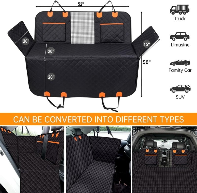 PetLux Car Seat Cover for Pet | 100% Polyester Waterproof, Scratchproof Non-Slip | Rear Dog Car Seat with Mesh Window & 2 Storage Pocket, Durable Dog Seat Cover for Cars, Trunk & SUVs. - Image 5