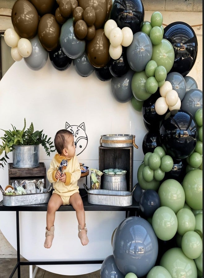 Sowide Green Gray Balloon Arch Kit,Sage Green Gray Brown Metallic Silver Balloons with Star Foil Balloon for Boy Birthday Party Decorations Baby Shower Graduation Party Supplies - Image 5