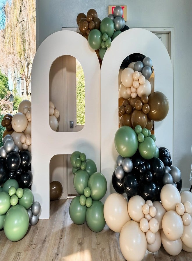 Sowide Green Gray Balloon Arch Kit,Sage Green Gray Brown Metallic Silver Balloons with Star Foil Balloon for Boy Birthday Party Decorations Baby Shower Graduation Party Supplies - Image 4