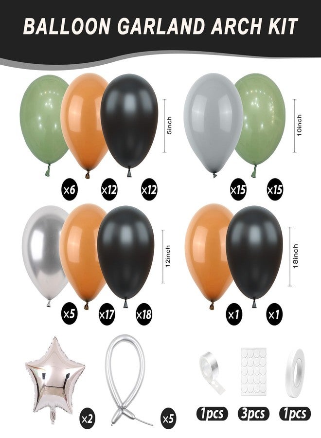 Sowide Green Gray Balloon Arch Kit,Sage Green Gray Brown Metallic Silver Balloons with Star Foil Balloon for Boy Birthday Party Decorations Baby Shower Graduation Party Supplies - Image 2