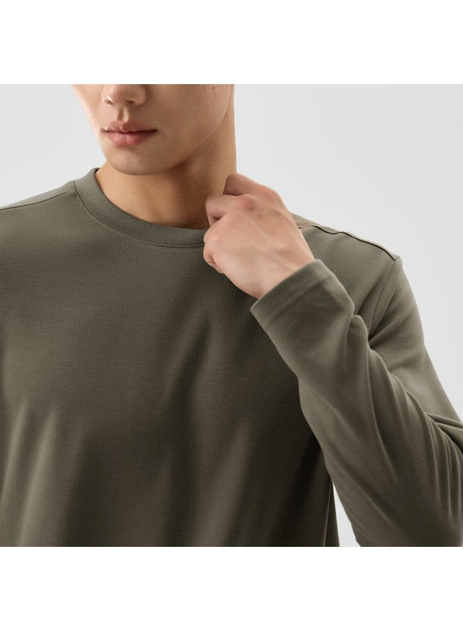 Markless Far Infrared Heating Long Sleeve T-shirt Men Autumn Winter Soft Warm Base Layer Crew Neck Top 4605 Green Sandalwood Gray 2XL - Image 1