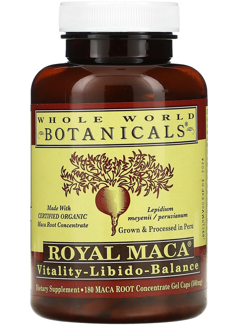 Whole World Botanicals Royal Maca 500 mg 180 Gel Caps-250 mg per Capsule
