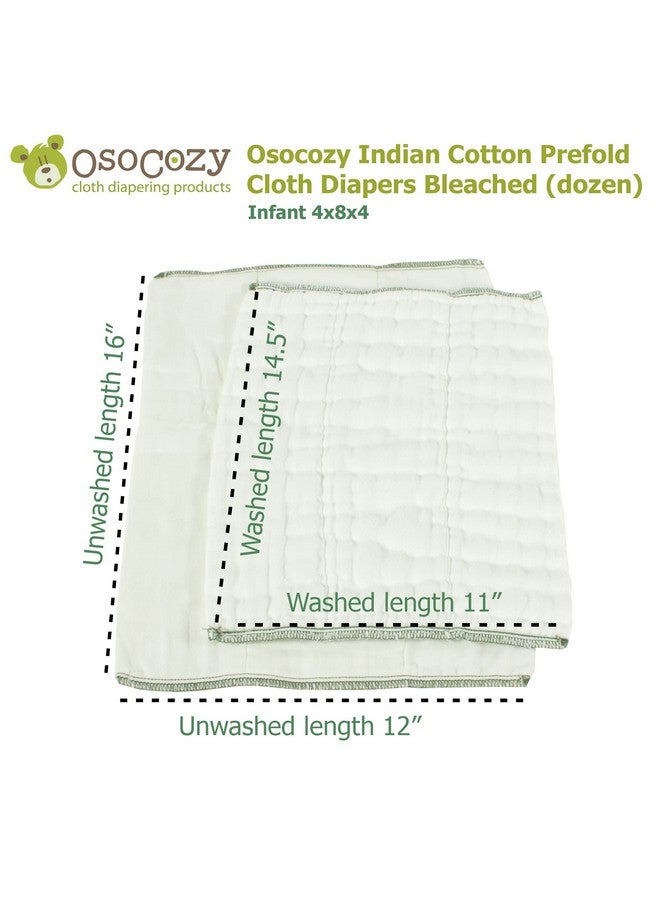 OsoCozy OsoCozy - Prefold Cloth Diapers (1 Dz) - Soft, Absorbent Durable Diaper Service Quality Prefolds. 100% Cotton - 12"x16", Fits 7-15 Lbs. - (Infant 4x8x4) - Image 3