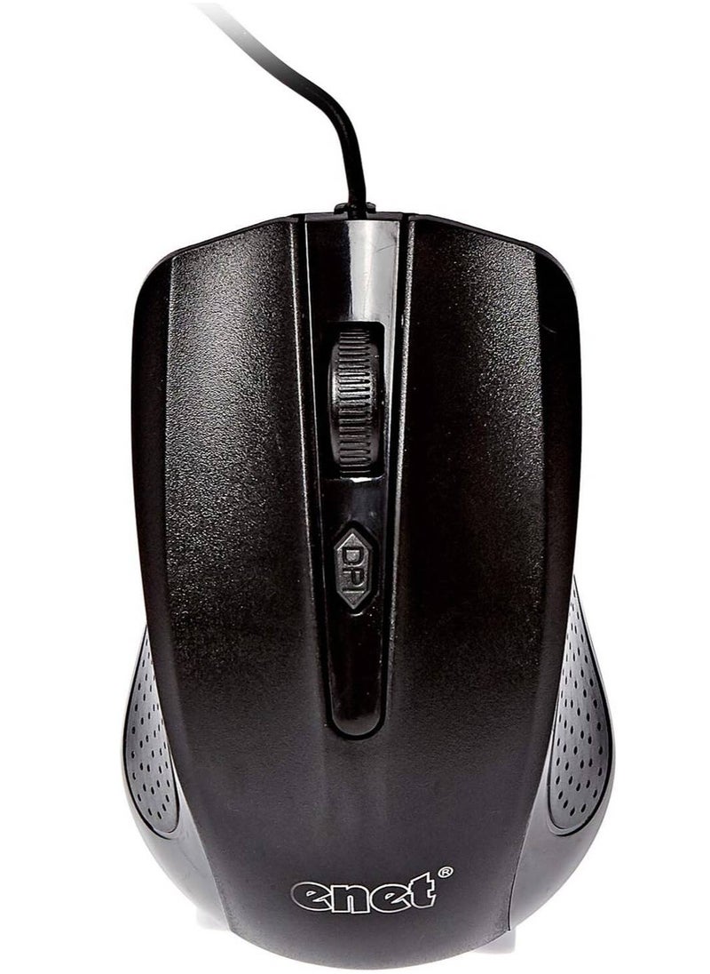 Enet Enet Optical Wired Mouse - Black  - Image 1