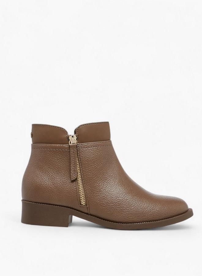 Flora Bella By Shoexpress Solid Ankle Boots with Zip Closure - Image 3