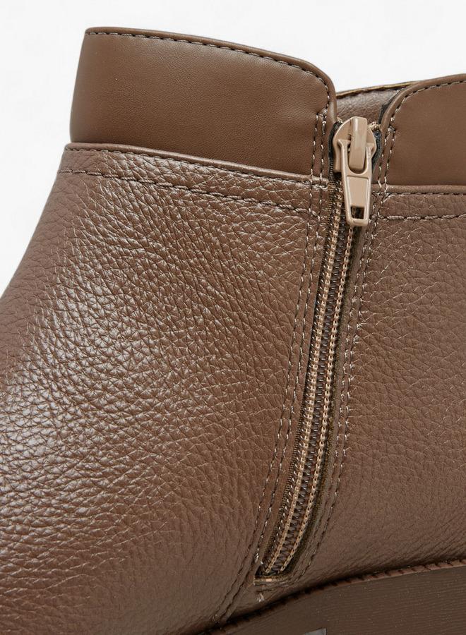 Flora Bella By Shoexpress Solid Ankle Boots with Zip Closure - Image 4