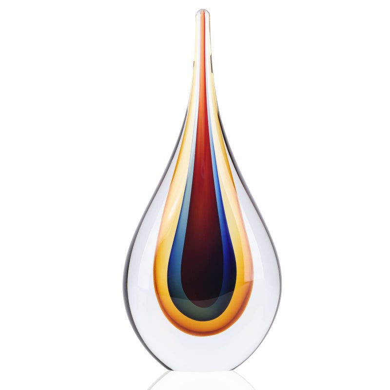 DOVDOV Blown Glass Sculpture Collectible Stained Glass Art Statue Unique Teardrop Ornament Suitable for Office Bookshelf Dressing Table Living Room Coffee Table or Mantelpiece Display