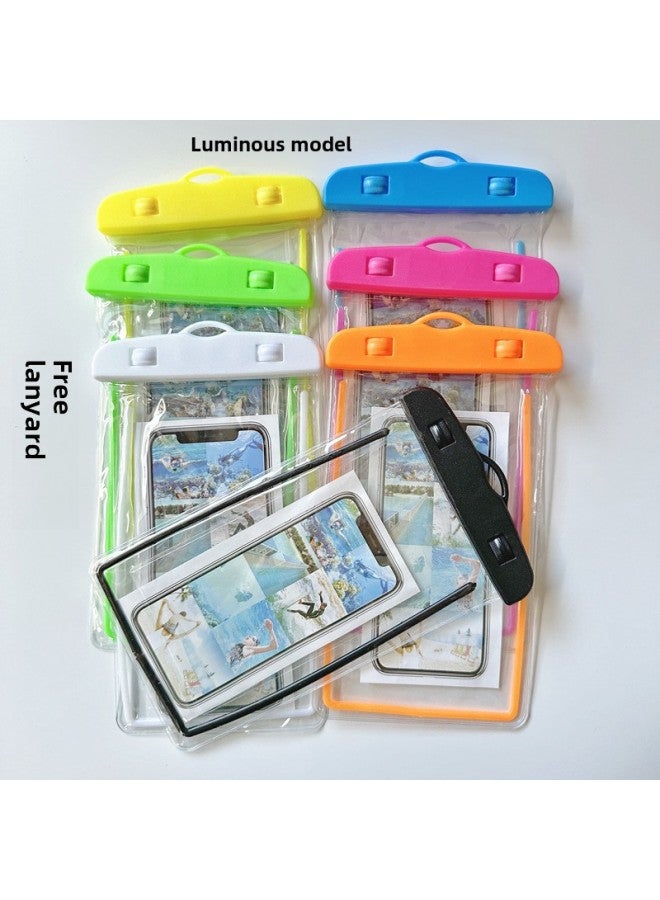 general Mobile Phone Waterproof Bag Touch Screen Printable Logo Outdoor Swimming Drifting Transparent Luminous Airbag Mobile Phone Waterproof Bag-Color:luminous Style-size:white - Image 1