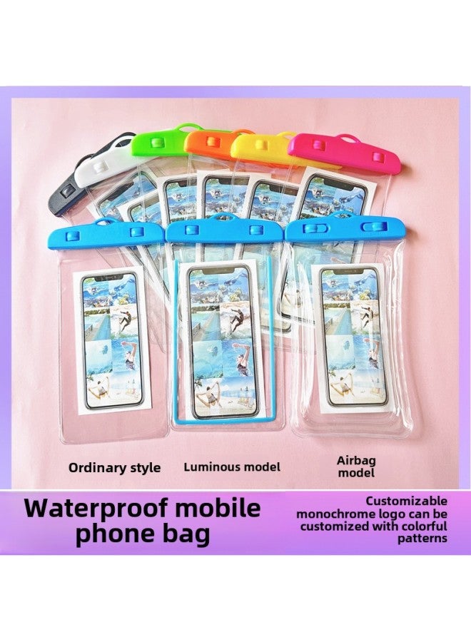 general Mobile Phone Waterproof Bag Touch Screen Printable Logo Outdoor Swimming Drifting Transparent Luminous Airbag Mobile Phone Waterproof Bag-Color:luminous Style-size:white - Image 2