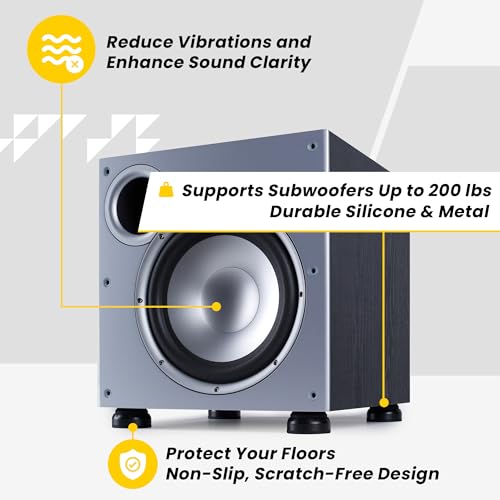 Sound Addicted subPods Subwoofer Isolation Feet, 4PCs – Enhance Sound Clarity and Prevent Vibrations for Home & Studio Subwoofers - Image 3