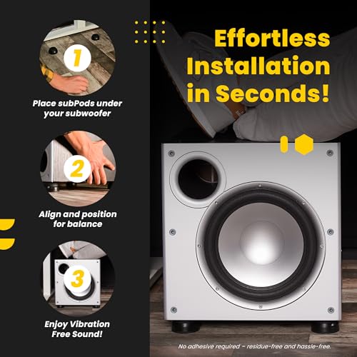 Sound Addicted subPods Subwoofer Isolation Feet, 4PCs – Enhance Sound Clarity and Prevent Vibrations for Home & Studio Subwoofers - Image 5