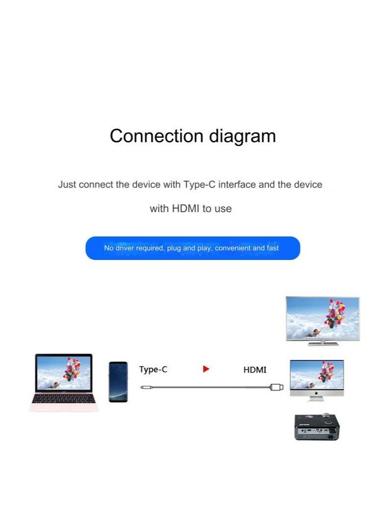 Generic - HDMI to USB C Cable 6.6FT,HDMI 2.0, HD 4K@60Hz, USB 3.1 C to HDMI 2.0 Cord, Thunderbolt 3/4 Compatible for iPhone 15 Pro/Max, MacBook Pro/Air 2023, iPad Pro, Surface Book 2, Galaxy S23 - Image 1