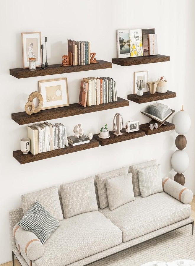 RICHFOCUS 36Inch Floating Shelves for Wall 2 Pack Shelves for Bedroom|Kitchen|Bathroom Wall Mounted Rustic Wood Floating Shelf with Invisible Brackets for Books|Storage|Decor, Rustic Brown - Image 2