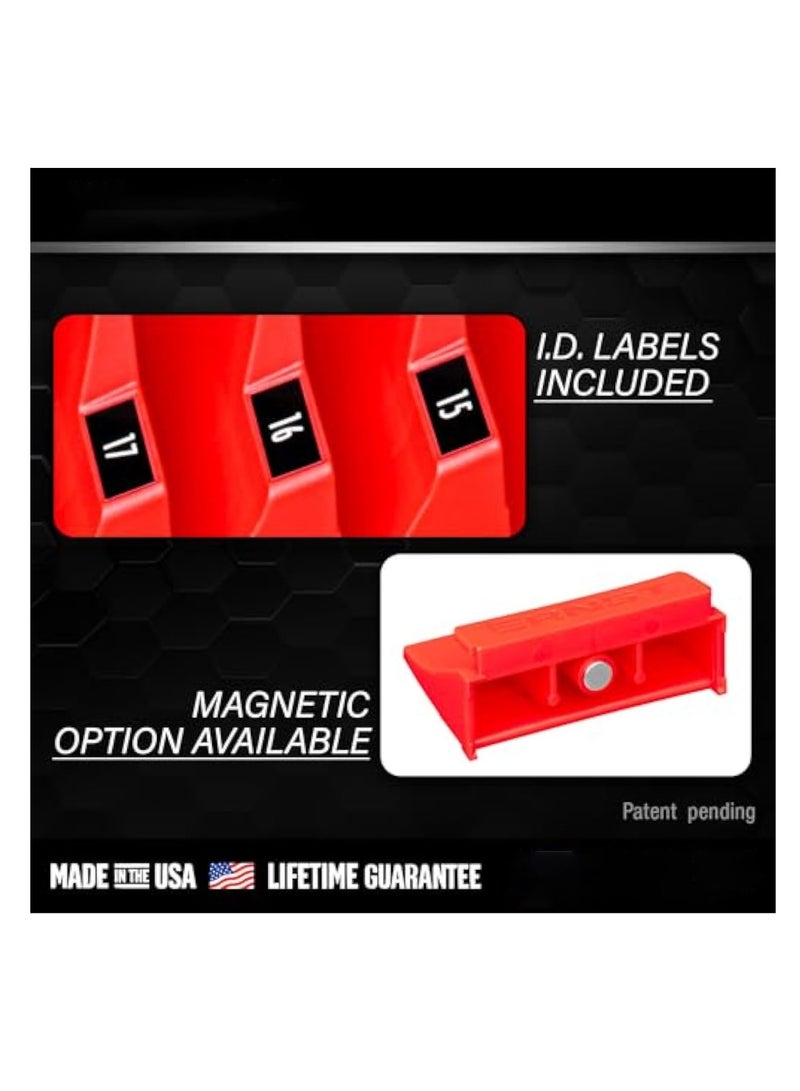 Zikra 20 Pcs Magnetic Wrench Pro Wrench Storage, Tool Drawer Organizers, for 20 Wrenches - Black - Image 3